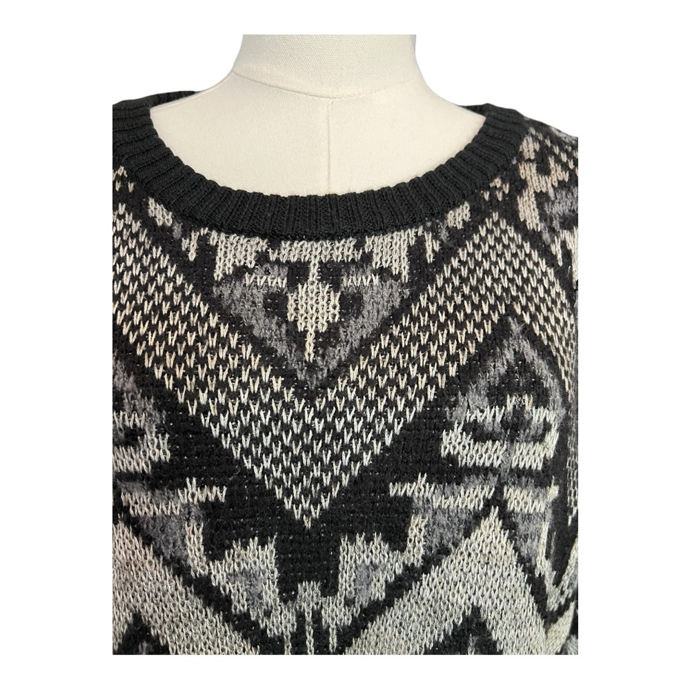 🆕 🖤 NWOT FREE PEOPLE Aztec Superstar 3/4 Sleeve Pullover Sweater | Size S - Picture 3 of 9